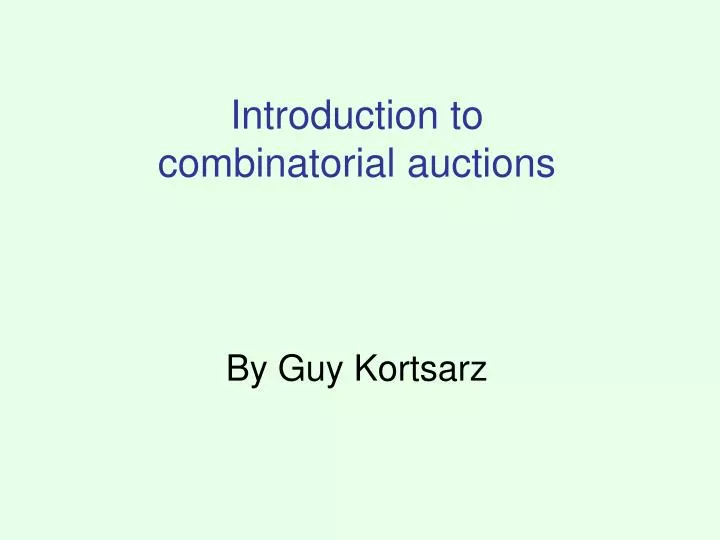 introduction to combinatorial auctions