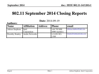 802.11 September 2014 Closing Reports