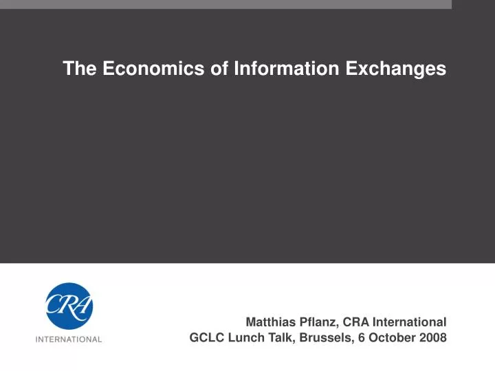 the economics of information exchanges