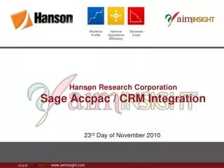 Hanson Research Corporation Sage Accpac / CRM Integration