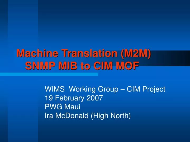 machine translation m2m snmp mib to cim mof