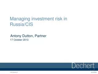 Managing investment risk in Russia/CIS