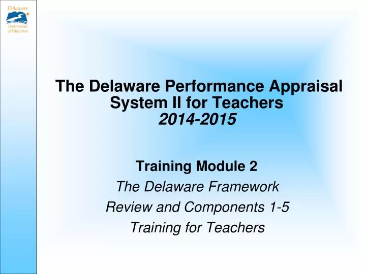 the delaware performance appraisal system ii for teachers 2014 2015