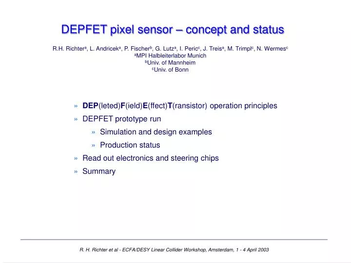 depfet pixel sensor concept and status