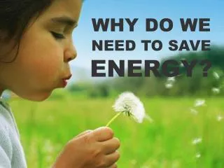 WHY DO WE NEED TO SAVE ENERGY?