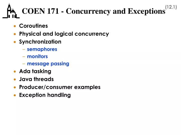 coen 171 concurrency and exceptions