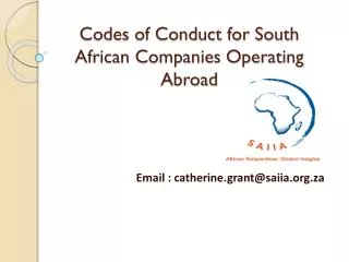 Codes of Conduct for South African Companies Operating Abroad