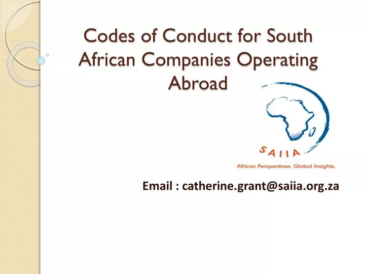 codes of conduct for south african companies operating abroad