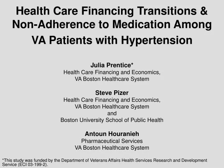 health care financing transitions non adherence to medication among va patients with hypertension