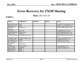Error Recovery for TXOP Sharing