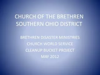 CHURCH OF THE BRETHREN SOUTHERN OHIO DISTRICT