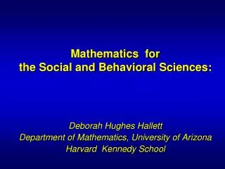 Mathematics for the Social and Behavioral Sciences: