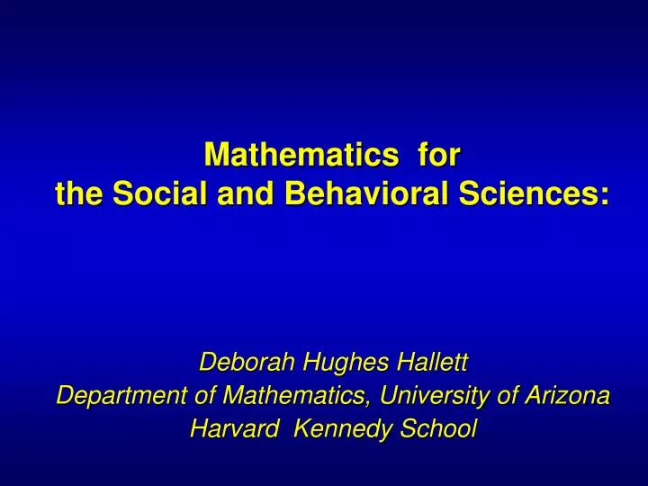 mathematics for the social and behavioral sciences