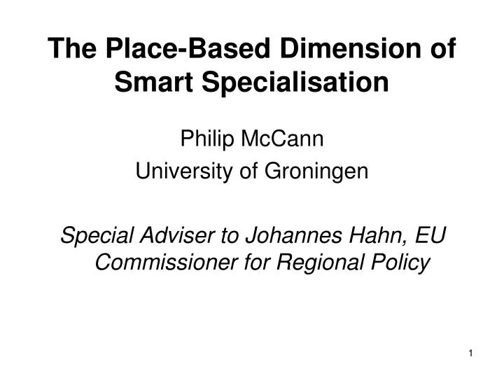 the place based dimension of smart specialisation