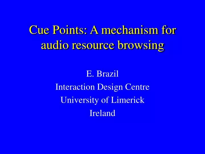 cue points a mechanism for audio resource browsing