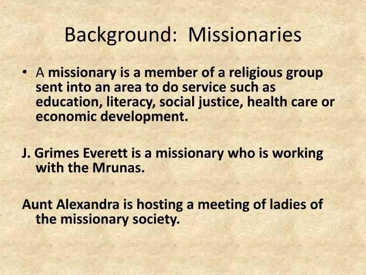 background missionaries