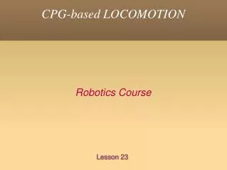 CPG-based LOCOMOTION