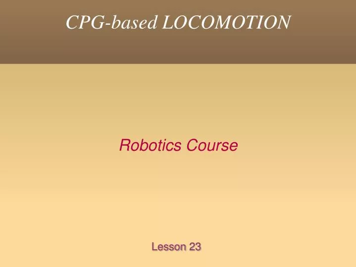 cpg based locomotion