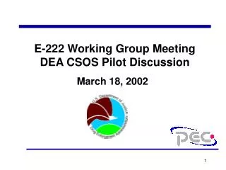 E-222 Working Group Meeting DEA CSOS Pilot Discussion