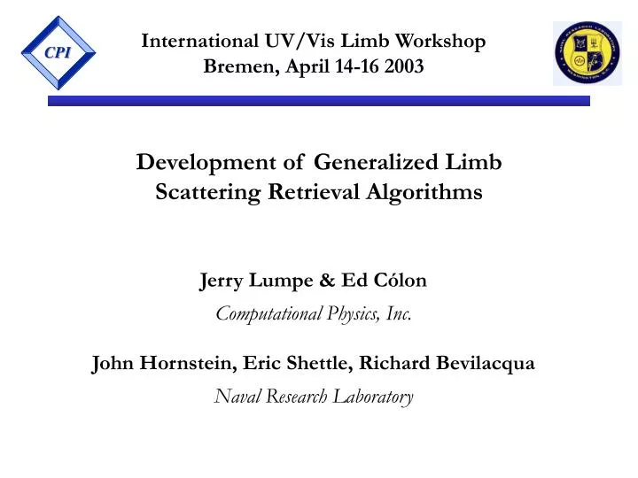 international uv vis limb workshop bremen april 14 16 2003