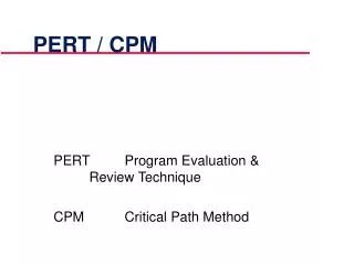 PERT / CPM