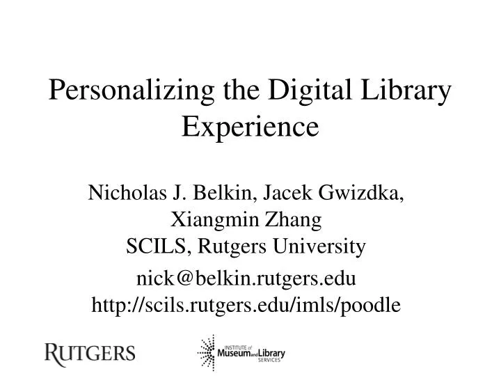 personalizing the digital library experience