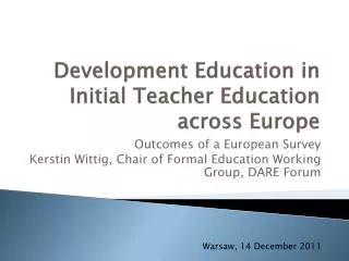 Development Education in Initial Teacher Education across Europe