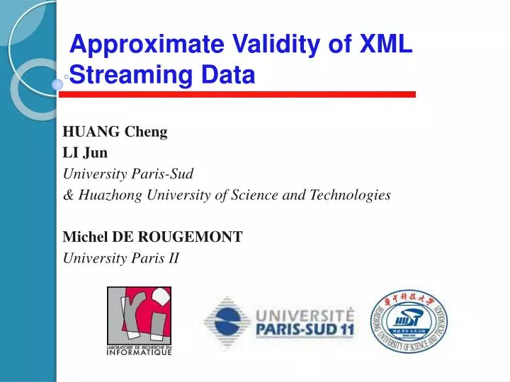 approximate validity of xml streaming data
