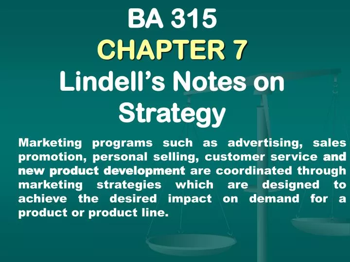 ba 315 chapter 7 lindell s notes on strategy