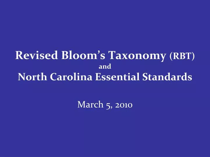 revised bloom s taxonomy rbt and north carolina essential standards