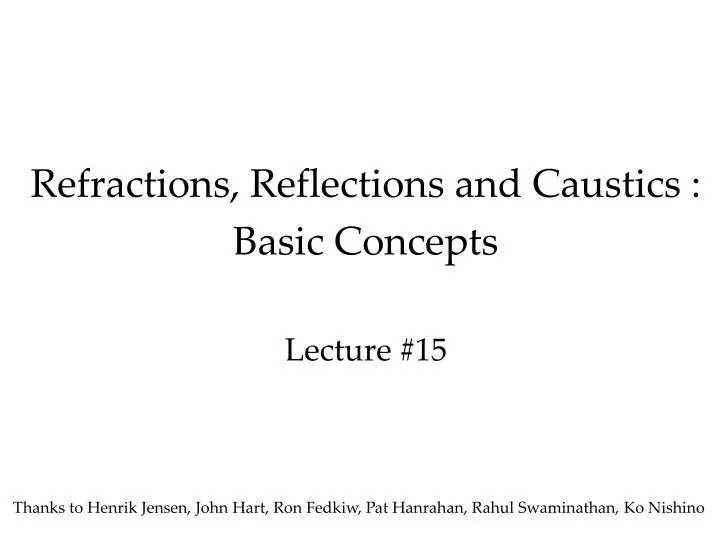 refractions reflections and caustics basic concepts lecture 15