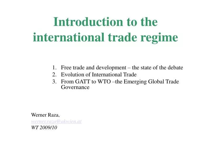 introduction to the international trade regime