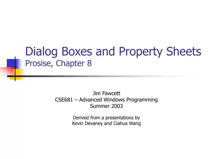 dialog boxes and property sheets prosise chapter 8