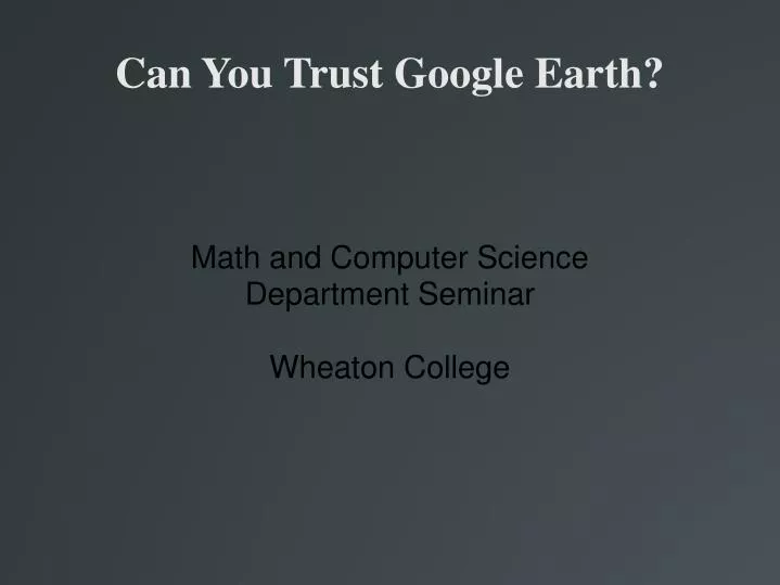 math and computer science department seminar wheaton college