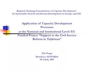 Application of Capacity Development Processes