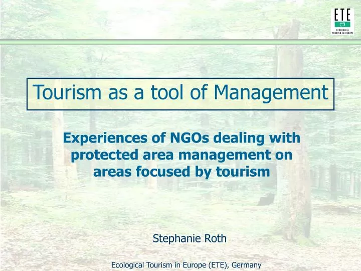 tourism as a tool of management