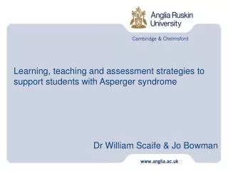 Learning, teaching and assessment strategies to support students with Asperger syndrome