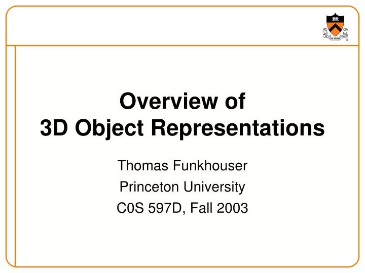 overview of 3d object representations