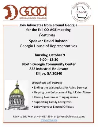 Join Advocates from around Georgia f or the Fall C O -AGE meeting