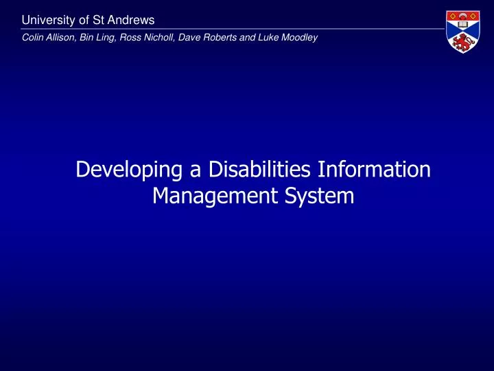 developing a disabilities information management system