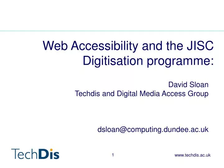 web accessibility and the jisc digitisation programme