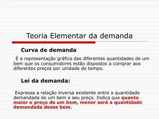 teoria elementar da demanda