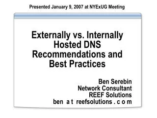 Externally vs. Internally Hosted DNS Recommendations and Best Practices