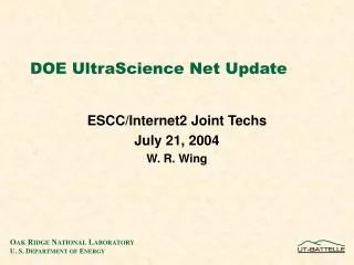 DOE UltraScience Net Update