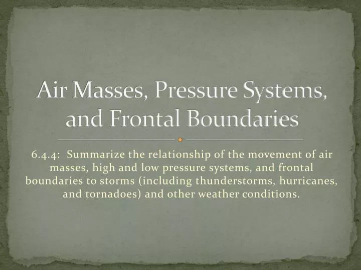 air masses pressure systems and frontal boundaries