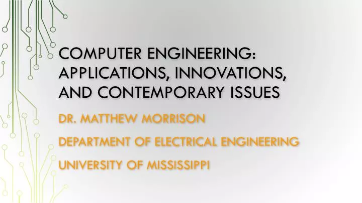 computer engineering applications innovations and contemporary issues