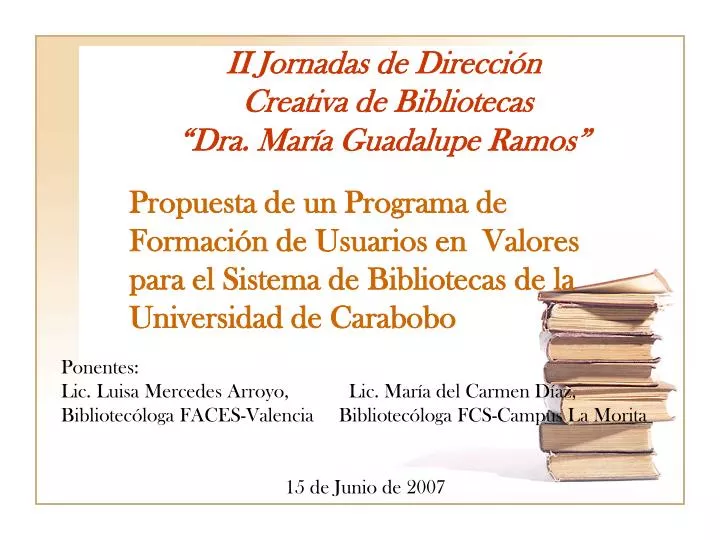 ii jornadas de direcci n creativa de bibliotecas dra mar a guadalupe ramos