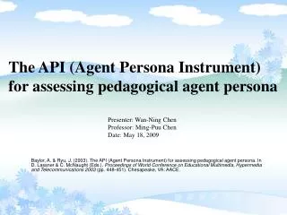 The API (Agent Persona Instrument) for a ssessing p edagogical a gent p ersona