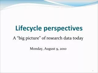 Lifecycle perspectives