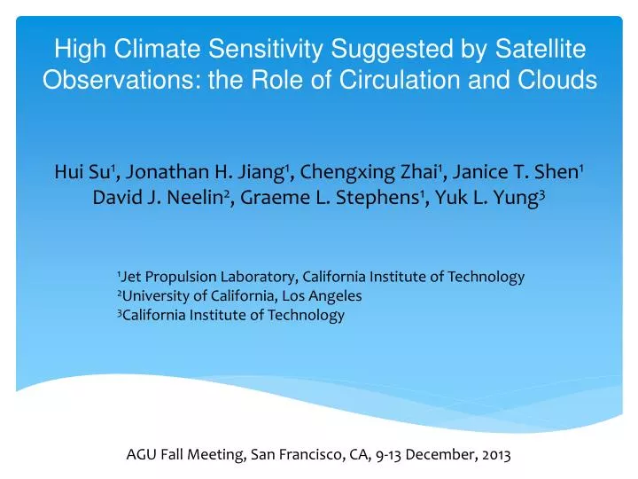 high climate sensitivity suggested by satellite observations the role of circulation and clouds
